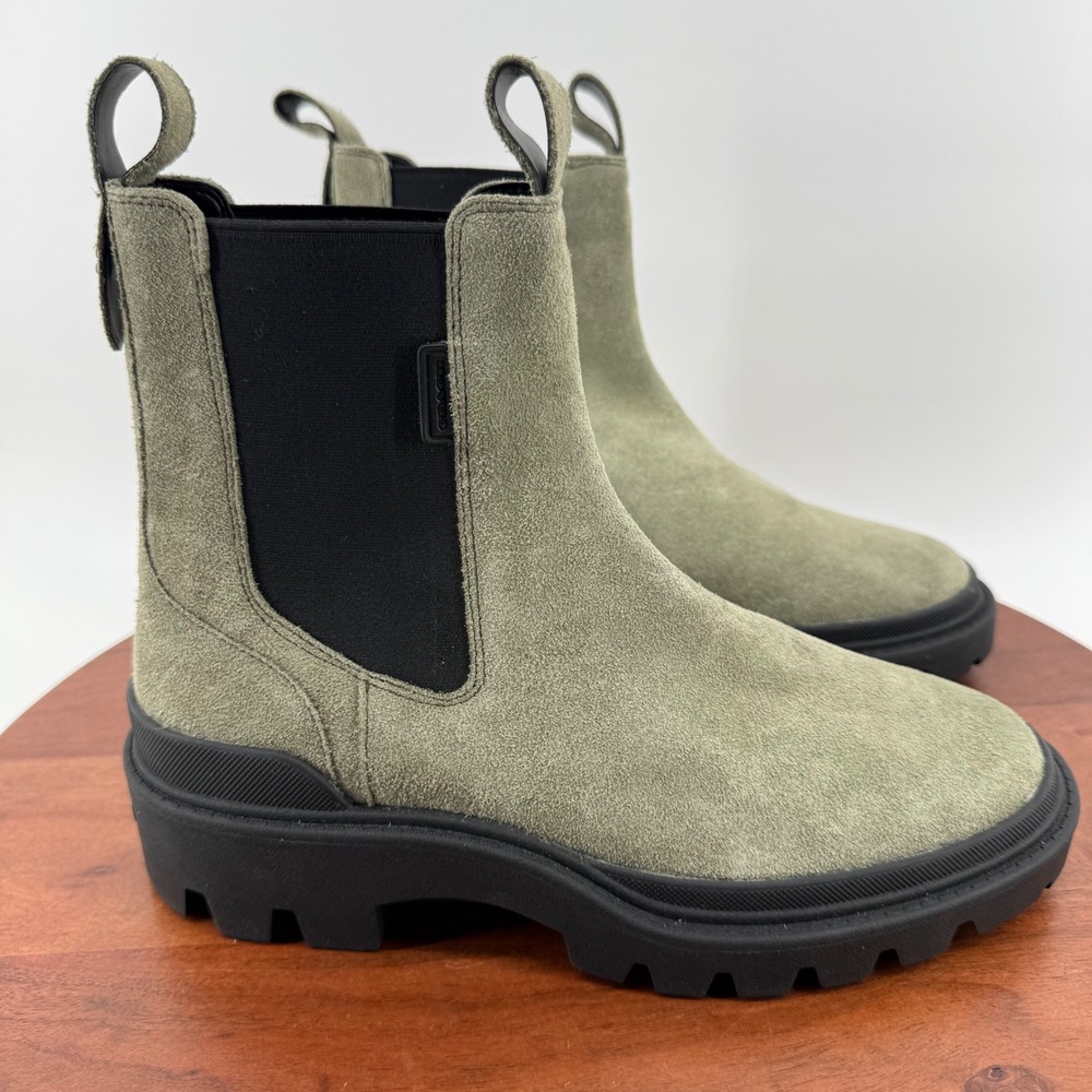 Coach Chelsea Boots Sage Green Suede Lug Chunky Sole Urban CW692 Men 7D NWOB